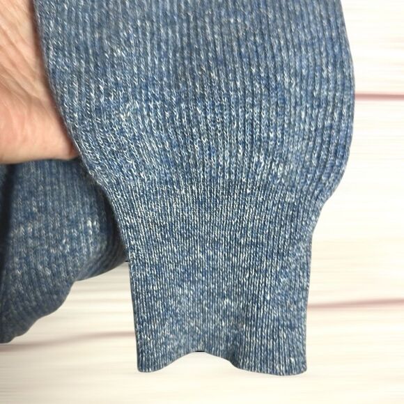 Peter Millar Crown Cashmere Linen Blend Sweater 1/4 Zip Rib Knit Blue size L - Picture 8 of 14